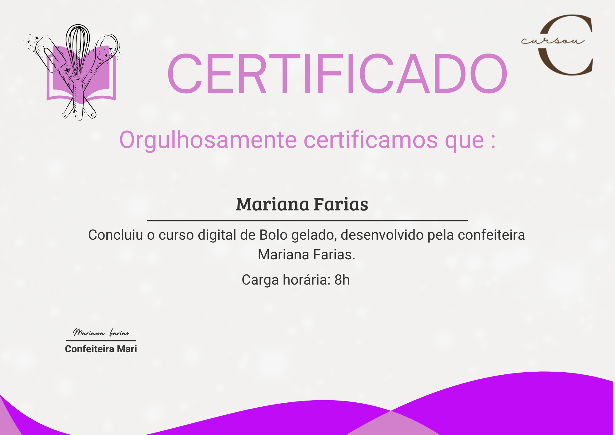 Mockup do Certificado de Conclusão